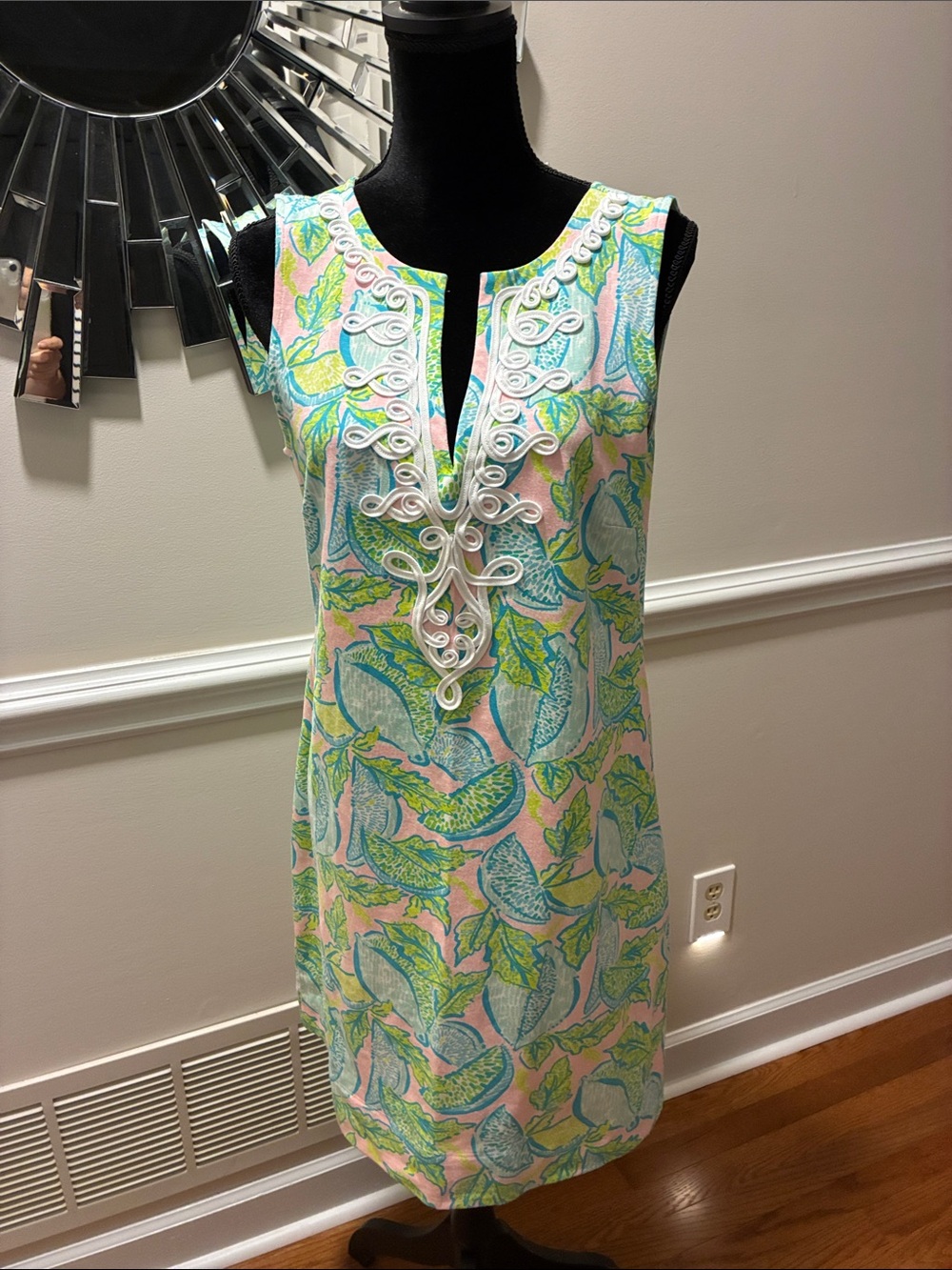 Pink Leaf-Print Sleeveless Lilly Pulitzer dress